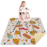 51" Splat Mat for Under High Chair, Waterproof Floor Splash Mat for Dropping Food, Food Floor Mat for Kids & Pet