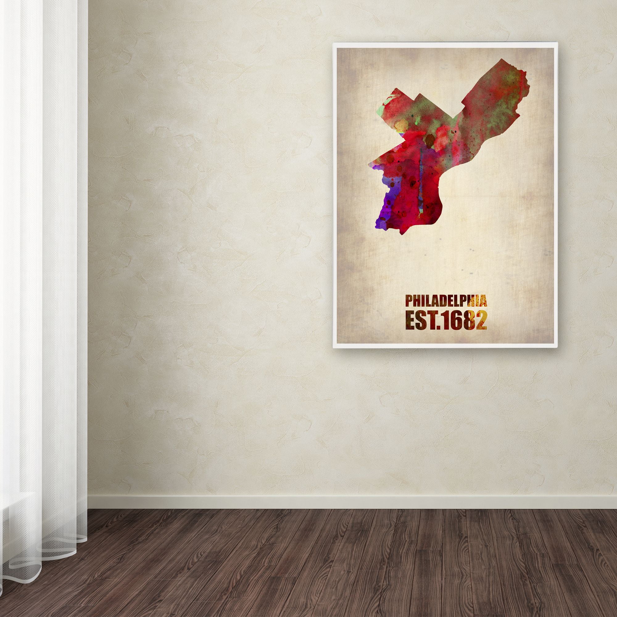 Trademark Fine Art 'Philadelphia Watercolor Map' 18" x 24" Canvas Art (ALI0111-C1824GG)