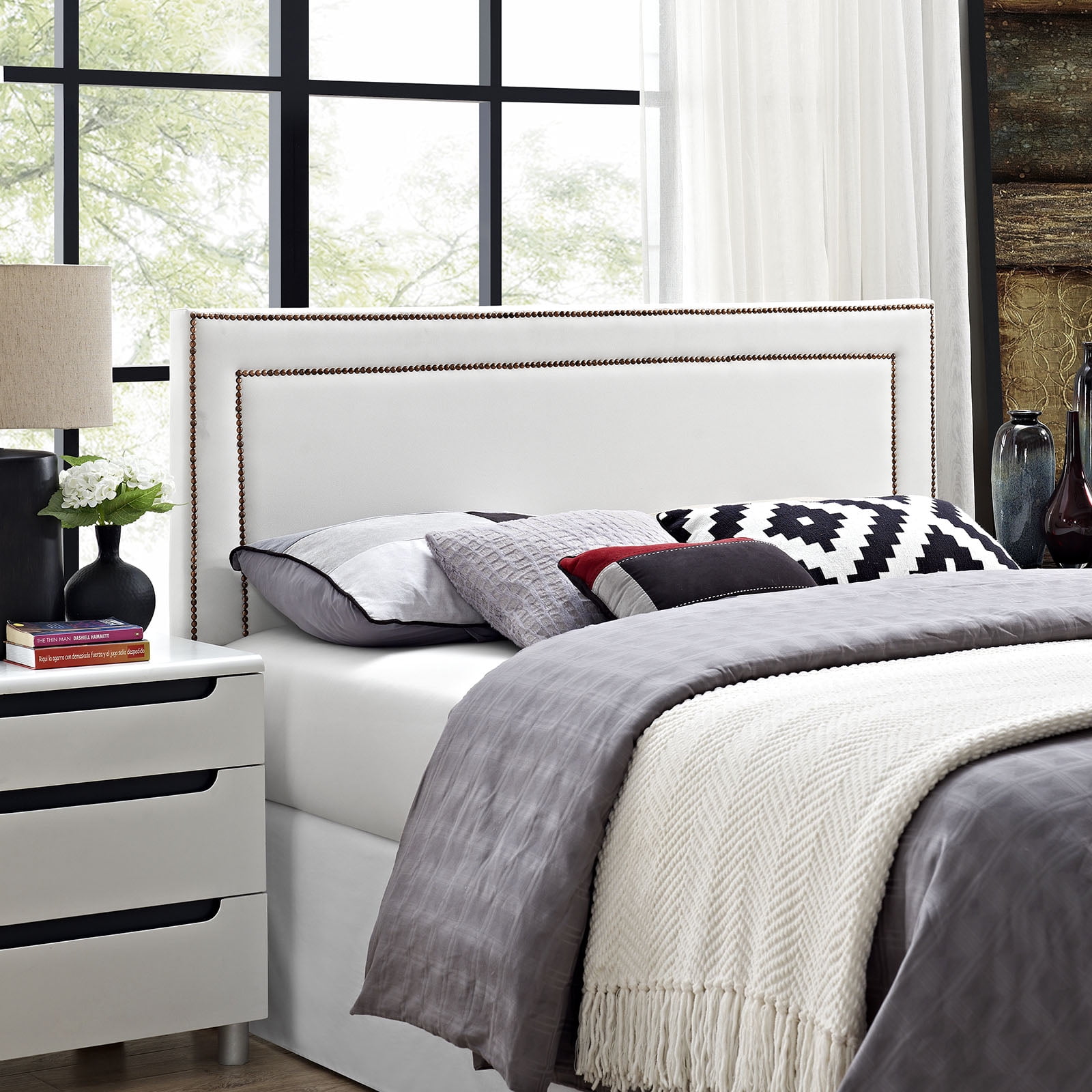 Modway Jessamine Nail Button Headboard, Multiple Sizes and Colors