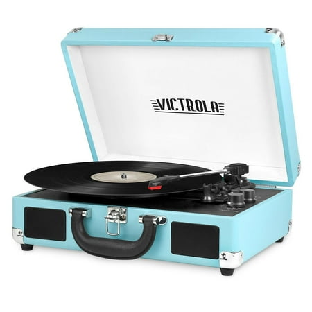 Victrola Bluetooth Portable Suitcase Record Player with 3-speed Turntable -