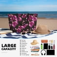 thumbnail image 4 of Large Beach Bags Water-resistant Sandproof - Abstractly Flower Purple Cute Beach Tote Bags for Women with Zipper, 4 of 6