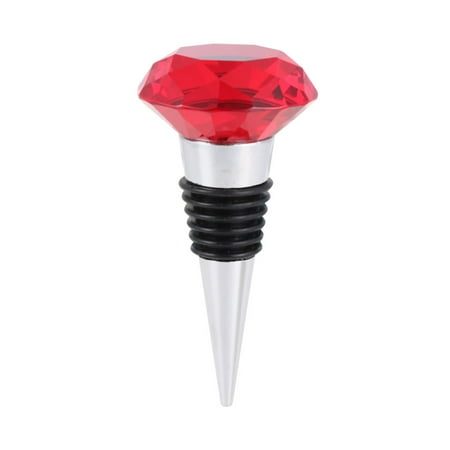 

Crystal Diamond Wine Stopper Champagne Bottle Sealer Cork Metal Wine Plug Stopper Party Favors (Red)