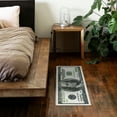 thumbnail image 2 of Ottomanson Machine Washable 100 Dollar Bill Non-Slip Rubberback 17x43 Money Rug, 17" x 43", Green/Multicolor, 2 of 7
