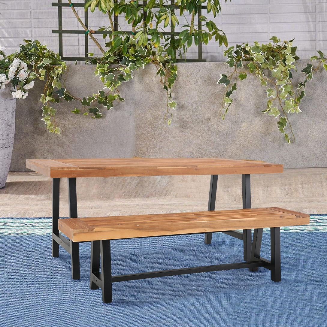 Sophia & William 2 Pieces Outdoor Patio Dining Set Acacia Wood Table