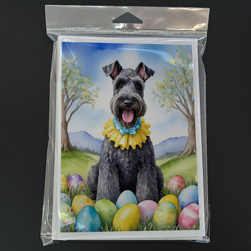 Kerry Blue Terrier Easter Egg Hunt Greeting Cards Pack of 8 7 in x 5 in