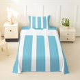 thumbnail image 2 of Castle Fairy Bohemian Thin Vertical Stripe Twin Sheets 3pcs,Boho Wide Band Bedding,Cyan White,1 Flat Sheet, 1 Fitted Sheet and 1 Pillowcase, 2 of 7