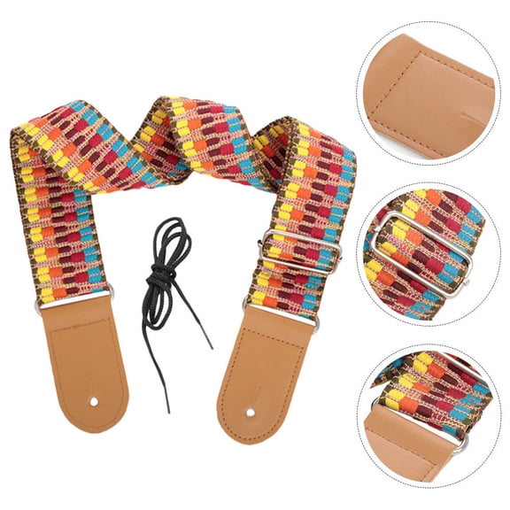 Clispeed Practical Guitar Belt with Ethnic Design Wide Compatibility for Various Guitar Models