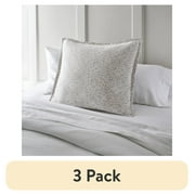 (3 pack) Better Homes & Gardens Embroidered Euro Pillow Sham, Grey, 26" x 26"