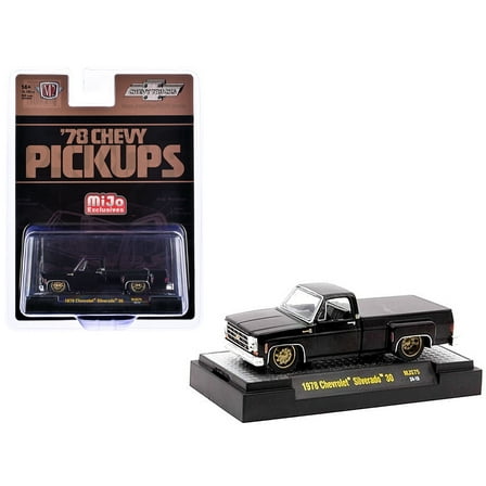 1978 Chevrolet Silverado 30 Pickup Truck Black Limited Edition to 10120 pieces Worldwide 1/64 Diecast Model Car by M2 Machines