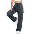 thumbnail image 5 of Mineart Women Solid Cargo Pants Casual Quick Dry Trousers with Elastic Drawstring Waist and Drawstring Hem Multi Pockets Button Trim for Outdoor Hiking, 5 of 9