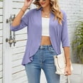 thumbnail image 6 of Baberdicy Cardigan Sweater Ladies Fashion Casual Solid Color Three Quarter Sleeve Sleeve Cardigan Short Small Coat Women's Cardigans Purple, 6 of 9