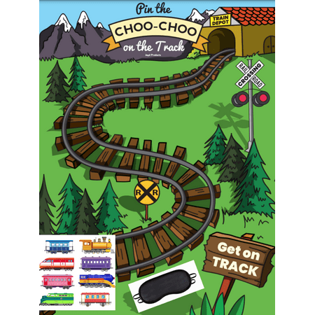 Jayd Products, Pin the Choo Choo on the Track, Train Theme Party Game 40 Stickers, 37 * 24in, X-Large Poster Train Birthday Party Game Activity