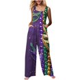 thumbnail image 5 of Moxiu Women's Mardi Gras Jumpsuit Holiday Jumpsuits Dressy Casual Carnival Graphic Overalls Loose Wide Leg Rompers with Pockets 2025 Multicolor,S, 5 of 7