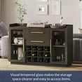 thumbnail image 4 of BELLEZE 55" Wine Cabinet, Sideboard Buffet with Wine Rack and Glass Holder, Home Coffee Bar Freestanding Liquor Cabinet with Display Glass Doors for Living Room, Dining Room - Marcel (Brown), 4 of 7