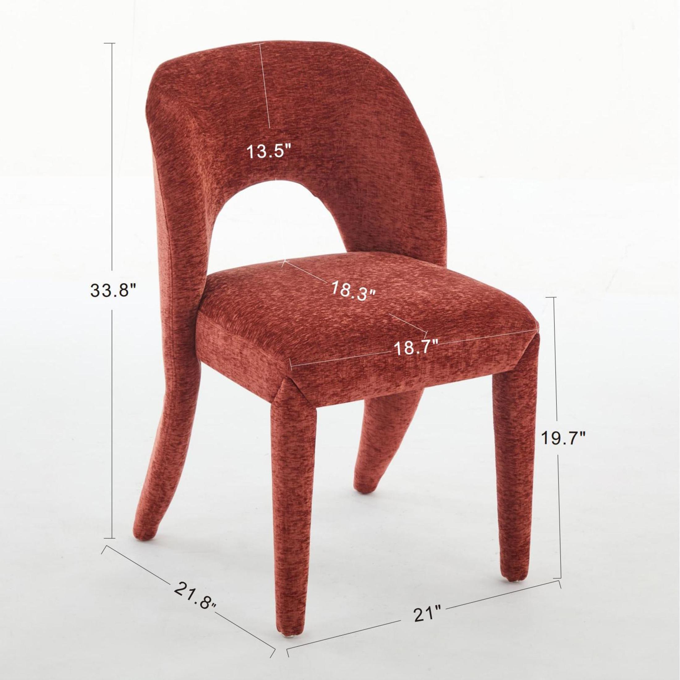 Noble House Set of 2 Chenille Dining Chairs, Hollow Back Upholstered Side Chairs with Iron Frame, Rose