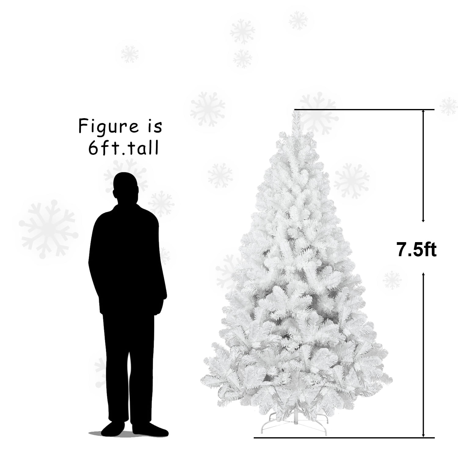 Euroco 9ft White Christmas Tree with Memory Wire, 1910 Tips Hinged Artificial PVC Tree, Easy Assembly Holiday Xmas Tree for Indoor Decor (Ornaments Not Included)