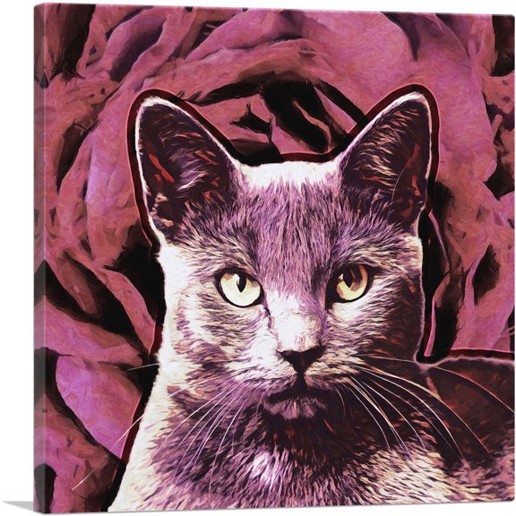 ARTCANVAS Korat Cat Breed Rose Canvas Art Print - Size: 18" x 18" (0.75" Deep)