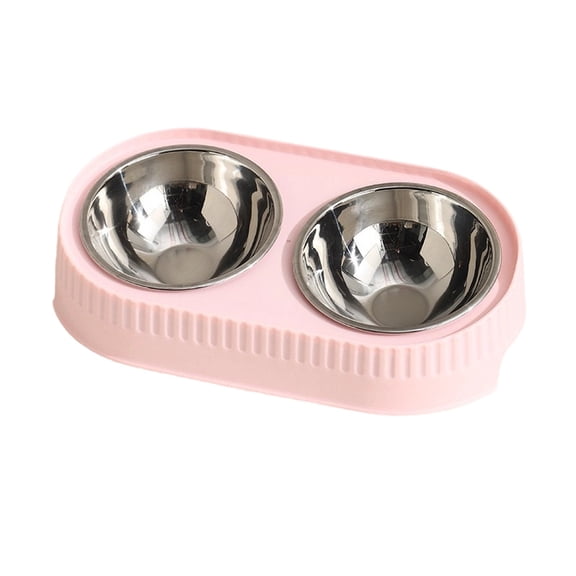 Elevated Stainless Steel Double Pet Bowls Food and Water Tilted Raised Stand Design Neck Protection Non-Slip Spill-Proof Large Capacity Feeding Station