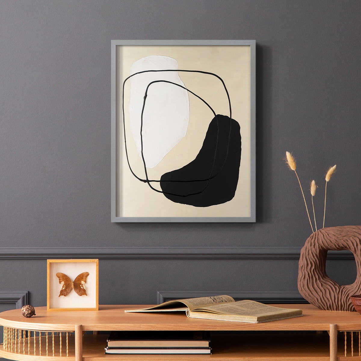 Avant Mod I Framed Print in Gray Solid Wood Framed Print No Nail Hanging