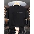 thumbnail image 2 of Men'S "FACE THE FUTURE" Graphic Tee - Casual Crew Neck, Short Sleeve, Slight Stretch, Summer T-Shirt in Black with White Stripes Design, Casual Sporty Tee, Summer Gifts, 2 of 7