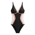 thumbnail image 3 of Ladies Bathing Suits New Women's Color Block Swimsuit Figure-Flattering Abdomen-Smoothing Shapewear Bathing Suit Style B-9 Pinky M, 3 of 8