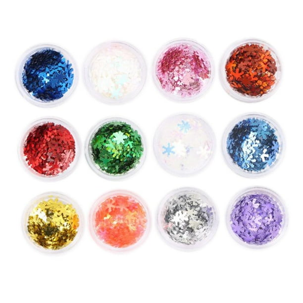 12 colores hermosos de lentejuelas brillantes para uñas, decoración de uñas 3D de larga duración Nieve