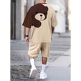 thumbnail image 2 of Conjunto de pantalones cortos de manga corta con estampado de oso pardo de dibujos animados para hombre, camiseta informal de verano para uso diario, pantalones cortos de playa de moda urbana para hom, 2 of 5