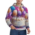 thumbnail image 2 of Kdxio Colorful Balloon Cake Celebration Print Mens Casual Hooded Collar Drawstring Hoodies Pullover Sweatshirts Casual Long Sleeve Shirts-X-Large, 2 of 7