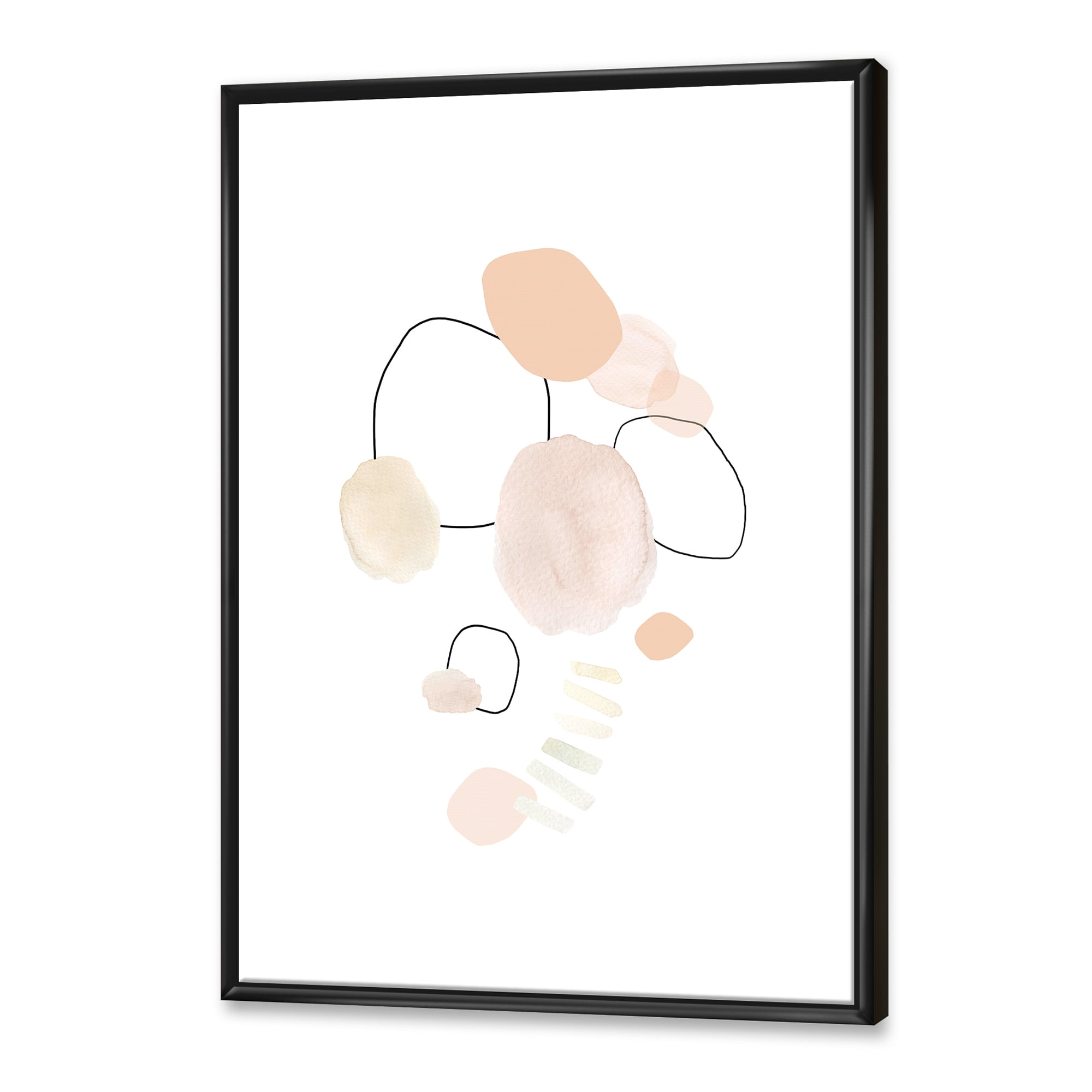 Designart 'Watercolour Stains On White' Shabby Chic Framed Canvas Wall Art Print
