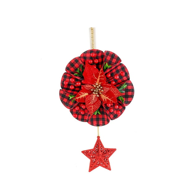 Corona Navideña Redonda con Colgante | Decoración Festiva para Puertas y Paredes | Materiales de Plástico, Tela, Espuma y Cartón para Decoraciones Navideñas de Interior