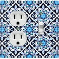 thumbnail image 1 of Metal Light Switch Plate Cover White Blue Mandala Flower Tile Pattern MDL031, 1 of 13