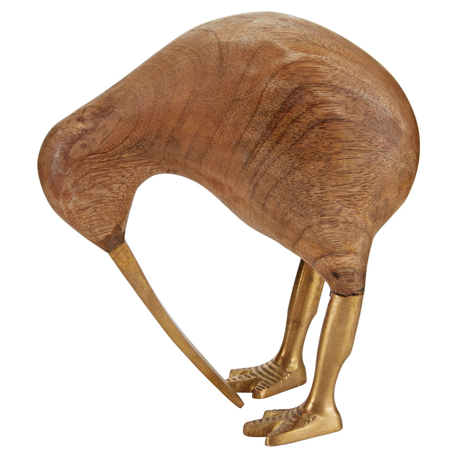Dimond Home Decorative Kiwi Statuette in Mango Wood and Brass