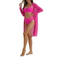 thumbnail image 2 of Conjuntos de bikini de 3 piezas para mujer Inspire Chic con tirantes ajustables en forma de cruz y acentos transpirables, color rojo rosa mediano, 2 of 5