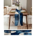 thumbnail image 6 of Navy Blue Geometric Burlap Cotton Table Runner 13x70 Inches Long, Boho Color Block Artwork Farmhouse Table Runners, Outdoor Dining Tablecloths Decor for Baby Shower/Party/Wedding, 6 of 6
