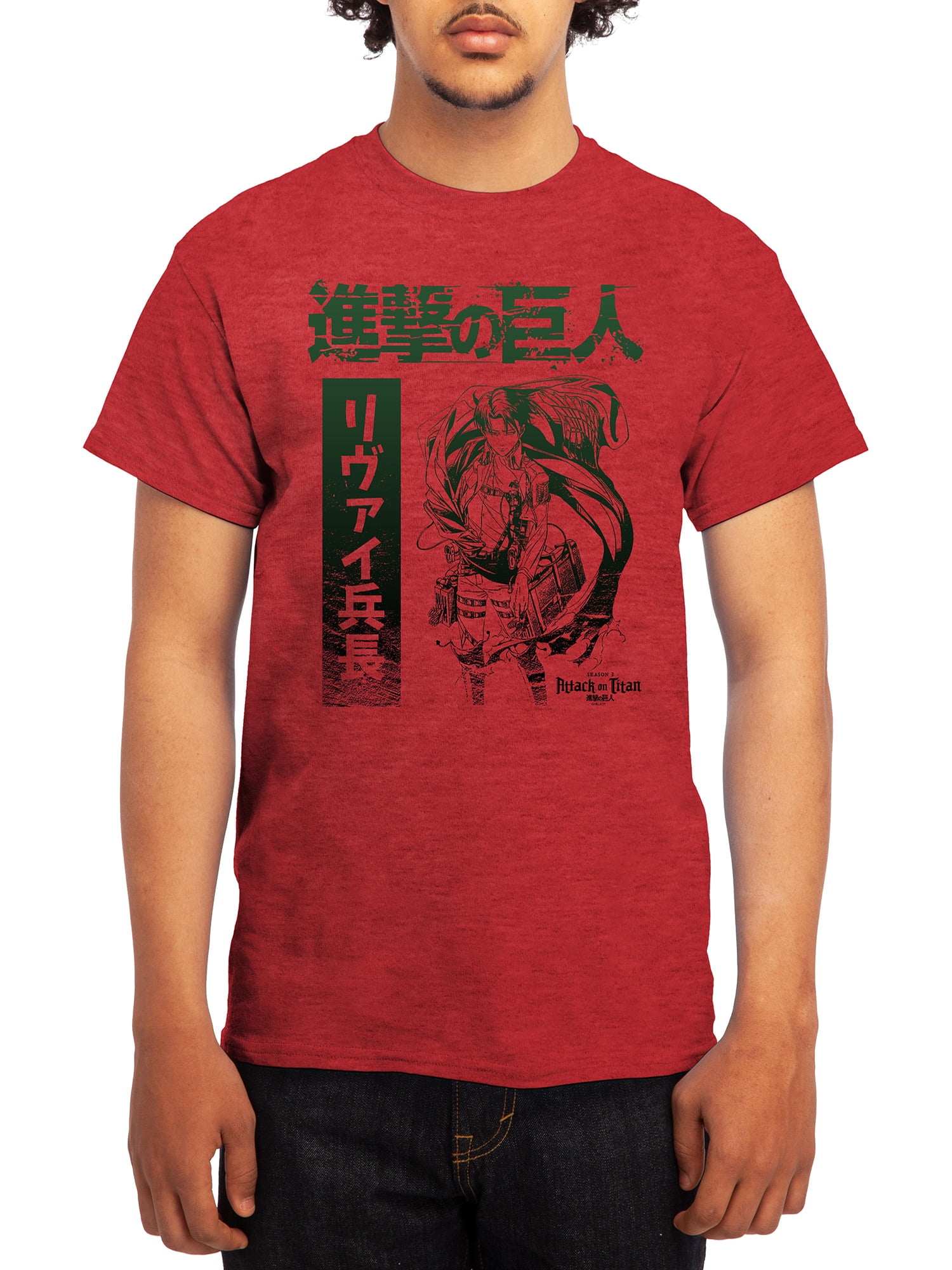 Attack On Titan Season 4 Arched Text With Group Adult Crew Neck Graphic T Shirt Medium Black Walmart Com