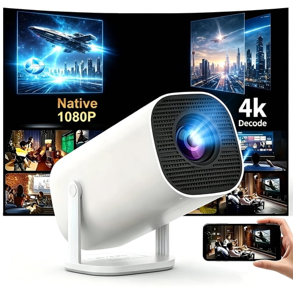HY300 Projector Pro Supports 1080P, Native 720P, WiFi6, Bluetooth, Suitable for Mobile Phones, Notebooks, Home Theater Projectors