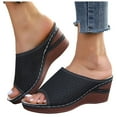 thumbnail image 3 of IUJSOY Womens Sandals Platform Peep Toe Wedge High Heel Slip on Boho Breathable Slides Shoes, 3 of 9