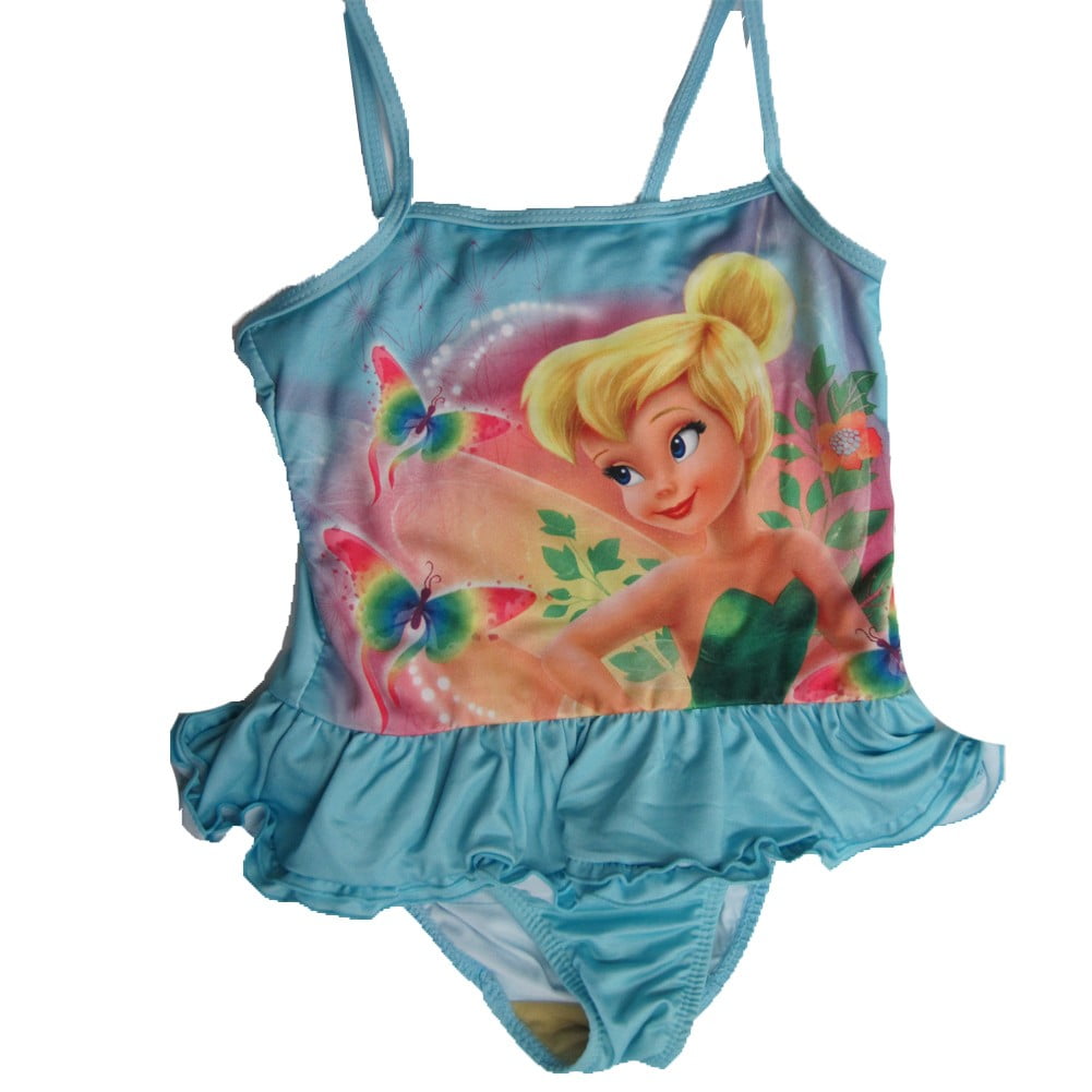 Disney - Disney Little Girls Blue Tinker Bell Print One Pc Swimsuit 4 ...