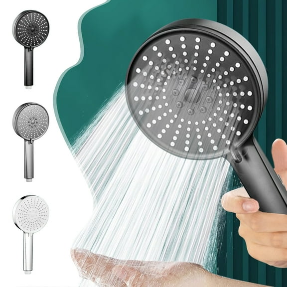 High-Pressure Handheld Showerhead with 5 Spray Modes, Anti-Clog Nozzles, Easy Install for Hard Water, Elderly & Children, Silver Gray ABS, 11.2 in