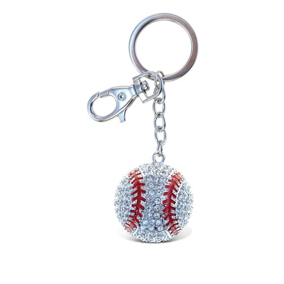 Puzzled Baseball Keychain - Sparkling 3D Baseball Crystal Rhinestone Keychain, Baseball Charm Keychain Bling Accessories for Women, Men, Sports-Themed Baseball Keychain Gift for Boys and Girls