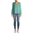 thumbnail image 3 of Time and Tru Women's Long Sleeve Split Neck Top, 3 of 6