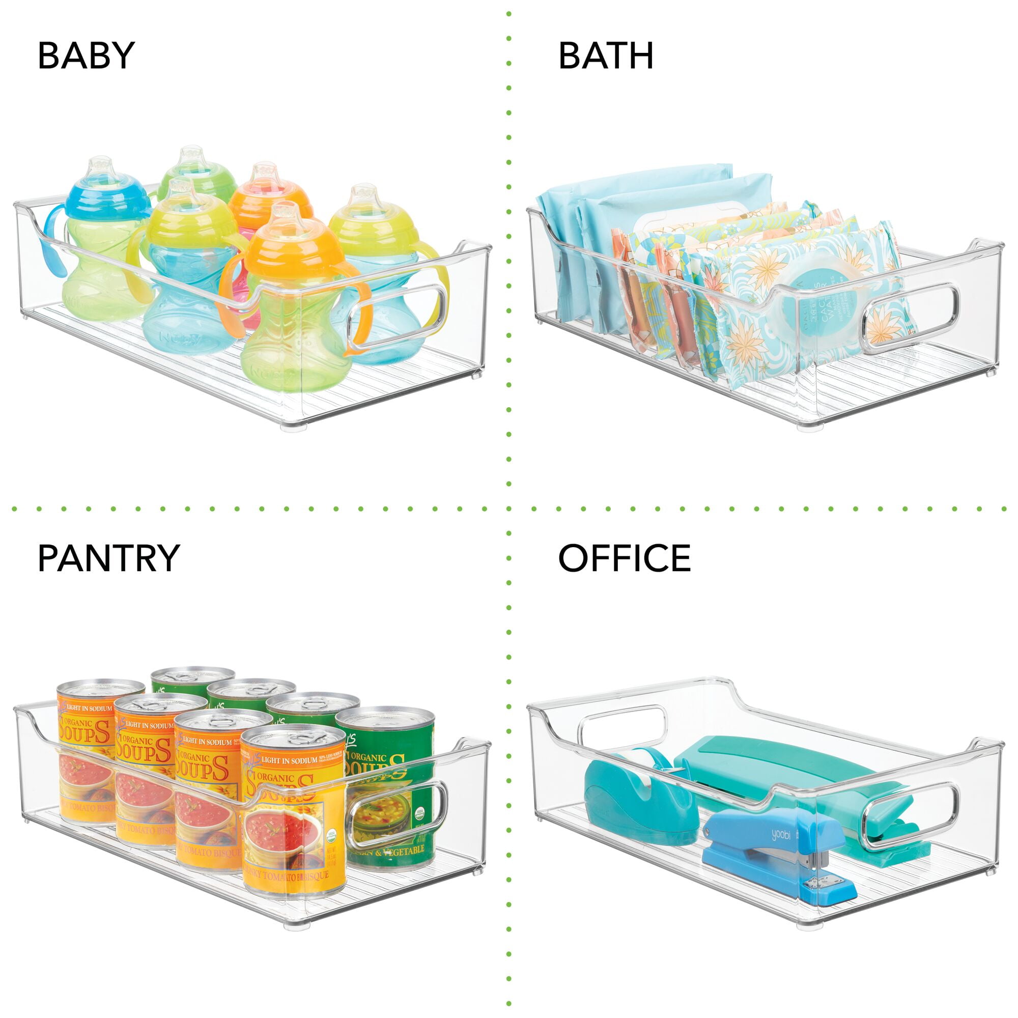 mDesign Small Plastic Nursery Storage Container Bins with Handles for  Organization in Cabinet, Closet or Cubby Shelves - Organizer for Baby Food