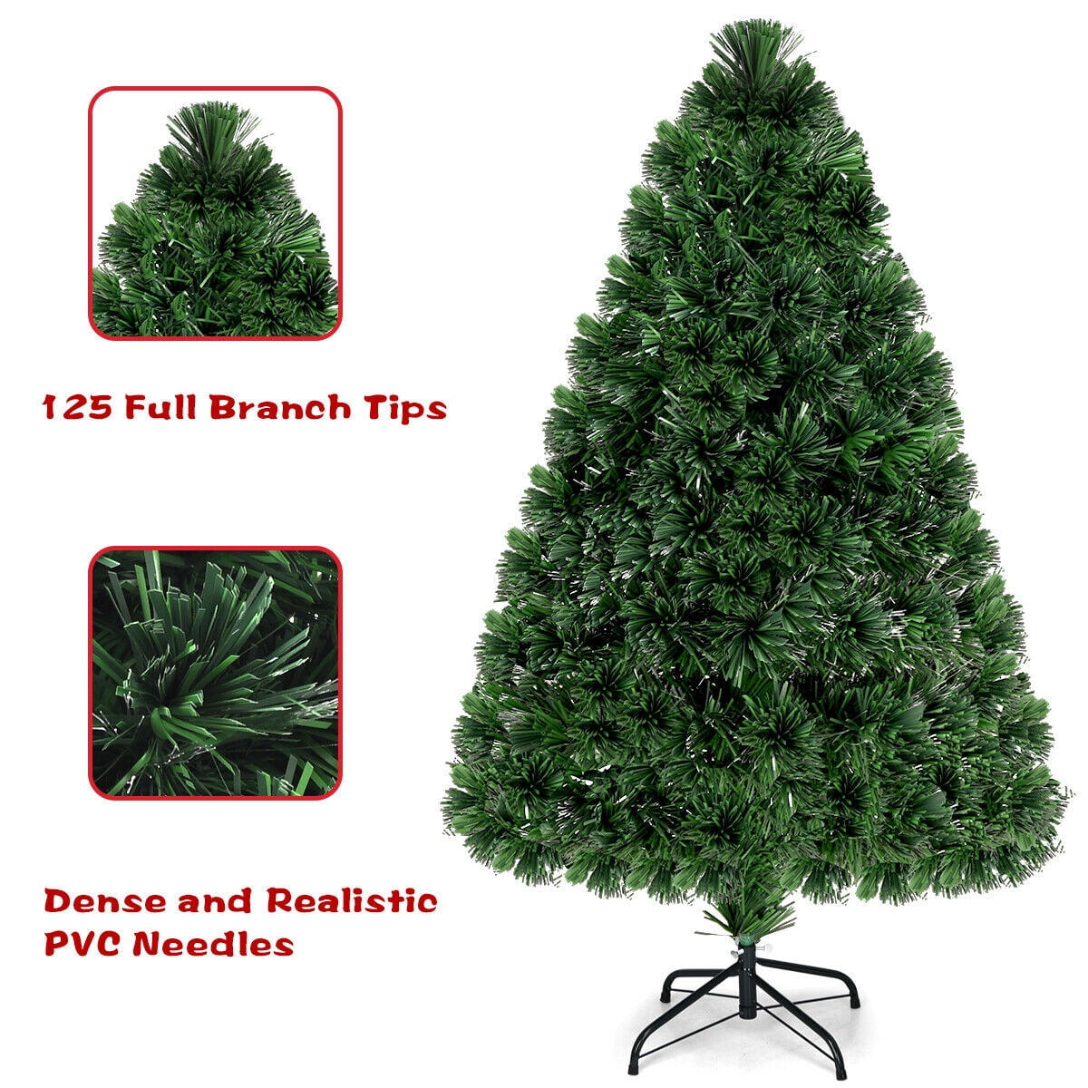 Gymax Fiber Optic 4'Artificia Christmas Tree PVC Material Metal Stand Holidy Decoration