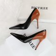 thumbnail image 3 of Zapatos de tacón para mujer, estilo alto y delgado, con punta en la boca, bloques de color y otoño, nuevos zapatos de tacón ultraalto para mujer, zapatos de mujer, 3 of 5