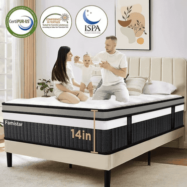 Queen Mattress in a Box, 14" Cooling Memory Foam and Pocket Spring Hybrid Mattress, CertiPUR-US Certified