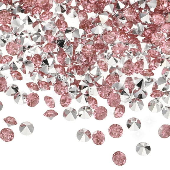 Uxcell 16800 Pcs Wedding Table Scatter Confetti Diamond, 3mm Mini Crystals Acrylic Fake Diamonds Rhinestones for Table Centerpiece Decorations Vase Filler Beads(Silver Pink)