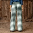 thumbnail image 5 of Dresfit Women's Gingham Pants Wide Leg Baggy Sweatpants Wide Leg Plaid Sweat Pants Lounge Straight Leg Drawstring Athletic Palazzo Pants with Pockets XL, 5 of 5