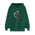 thumbnail image 2 of 50% Clearance!Womens Fashion Plus Size Sawvnm Women's Comfortable Sweater Heart Pattern Printed Women's Hooded Pocket Drawstring Sweater For Women Green XXL, 2 of 4
