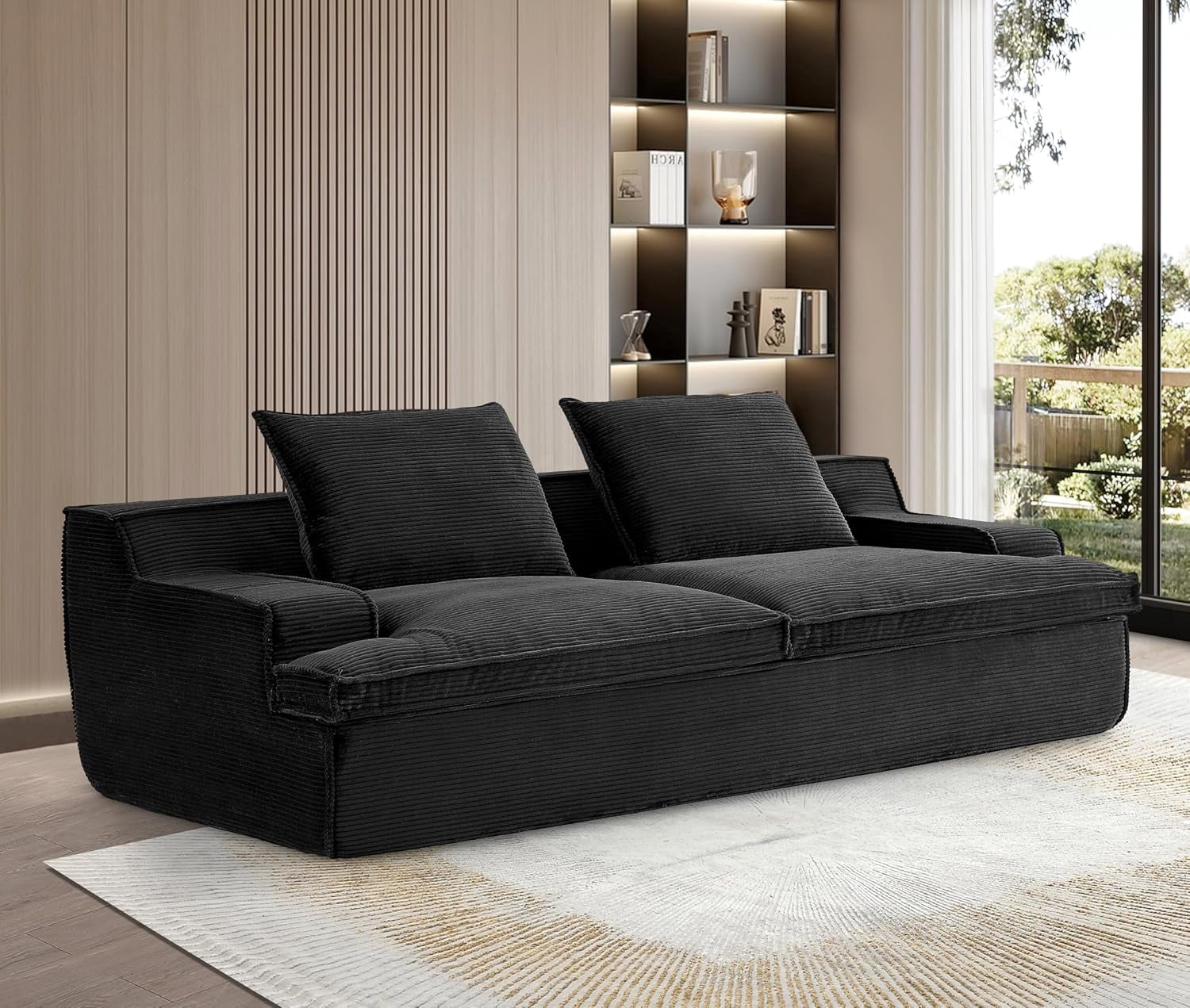 US Pride Oversized Full Foam 4 Seater Couch for Living Room Upholstered in Soft Corduroy Fabric