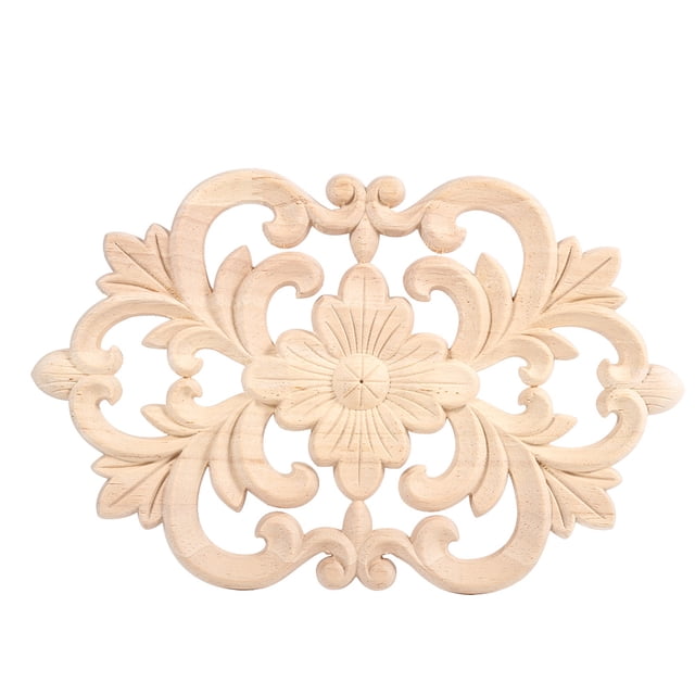 Apliques de madera tallada, muebles sin pintar para decoración de puertas y armarios del hogar (22x14cm), 1 ud.